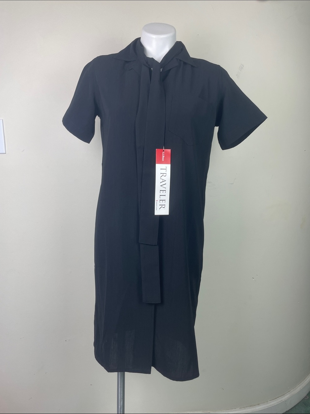 L.L. Bean Traveler Classic Shirt Dress Black XS